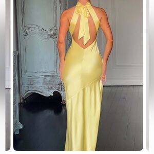 Elegant Backless Yellow Dress